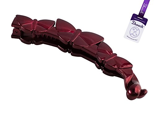 Zhooch Banana Clip –Butterflies. Banana Hair Clasp. Iconic Hair accessory inspired by 80s trend. 4 1/4 inches Long. Inner Teeth, Premium quality, Strong Hold. Made in Korea. (Deep Burgundy)