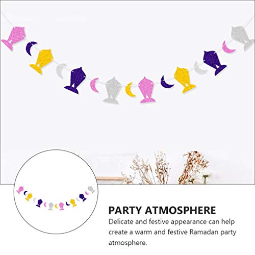 PRETYZOOM Conjunto 1 Ramadan Mubarak Bandeira Bunting Bandeira Decorações Ramadan Mubarak Ramadan Mu