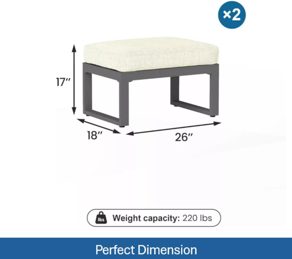 All-Weather Aluminum Patio Loveseat Sofa with Premium Thick Cushions for Outdoor Living Spaces and Backyard Relaxation (Beige+Black + Polyester-3)