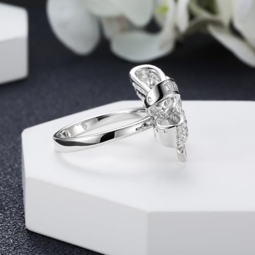 Bow Rings Infinity Wedding Bands Rings for Women Baguette and Round CZ Cubic Zirconia Paving Jewelry Ribbon Promise Ring Forever Love Knot Ring 5