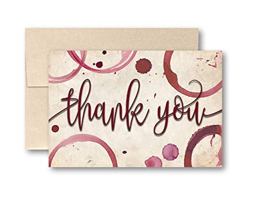 Wine Thank You Cards Set Pack of 5 w/Envelopes