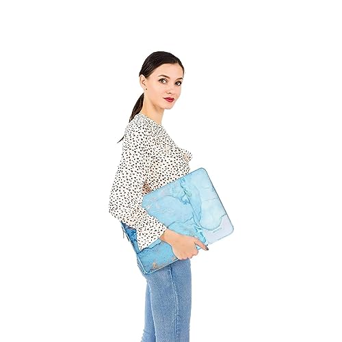Image of MOSISO Laptop Sleeve Case Compatible with 13-13.3 inch MacBook Pro, MacBook Air, Notebook Computer, Polyester Vertical Watercolor Marble Bag, Turquoise
