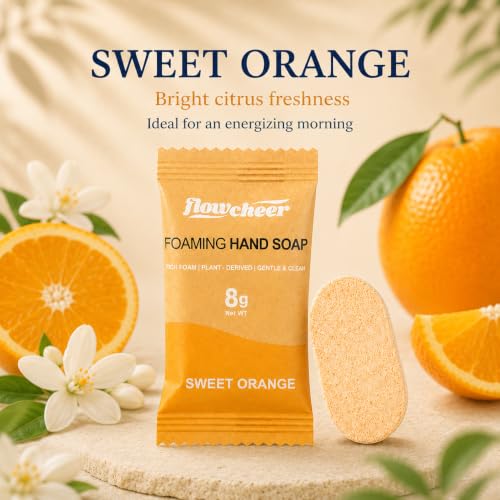 Image of flowcheer Foaming Hand Soap Refill Tablets, 12 Pack (Makes 12 x 9 fl oz) - Sweet Orange Scented, Eco-Friendly, Zero-Waste Hand Wash Tablets