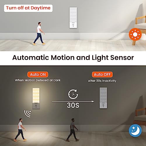 Motion Sensor Lights Indoor, 2Pack LED Motion Sensor Night Light Rechargeable with 3 Modes, Warm&White Color, 15%-100% Dimmable Wardrobe Lights for Cupboard, Stair, Cabinet, Bedroom, Kitchen, Hallway - Image 6