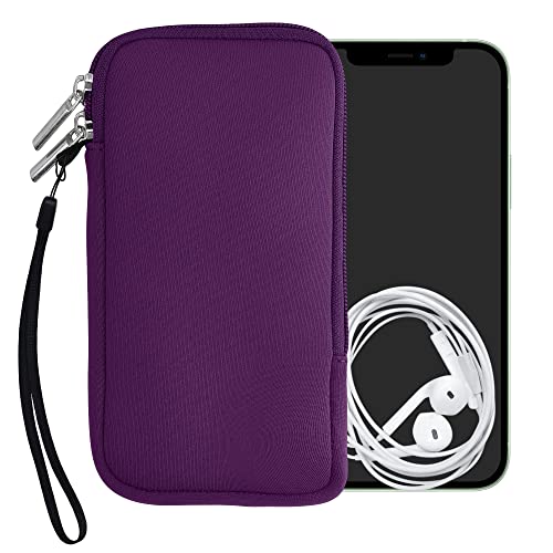 Kwmobile Neoprene Phone Pouch Size Xxl - 7" - Universal Cell Sleeve Mobile Bag With Zipper, Wrist Strap - Violet #TOP4