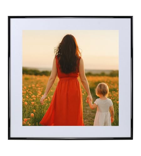 IDEAL TREND New Lifestyle Kunststoff Bilderrahmen mit Passepartout & Kunststoffglas Collage Wanddeko Poster Hoch- & Querformat: Farbe: Schwarz | Format: 50x50