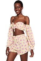 Trendyol Damen Zweiteiliges Set mit Tiermuster Hemd, Flieder, UK 14