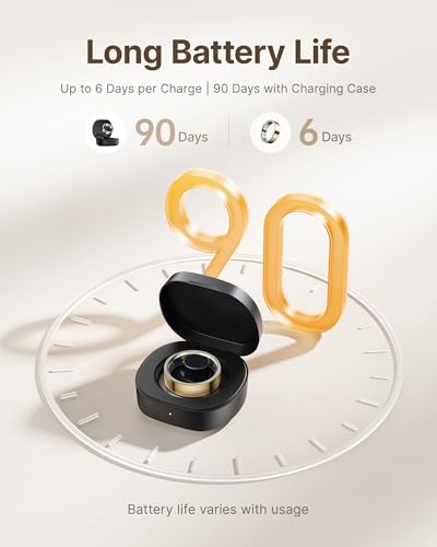 Image of Smart Ring for Women /Men, Fitness Tracker Ring with Call & Alarm Vibration, Heart Rate, Blood Oxygen, Sleep Tracker, Women Cycle Prediction, 5ATM Waterproof, No App Fees (Gold, 6#)