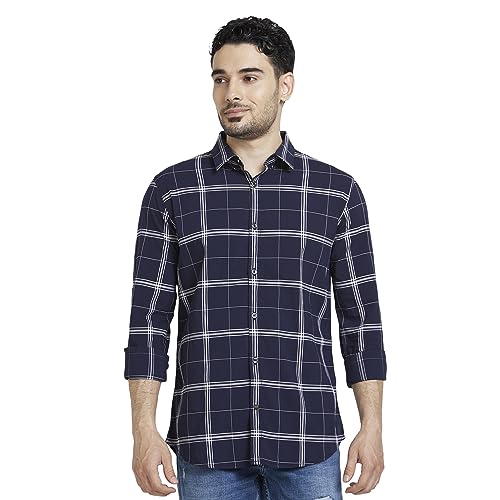 Image of Spykar Men's Regular Fit N /A Full Sleeve Checked Casual Shirts