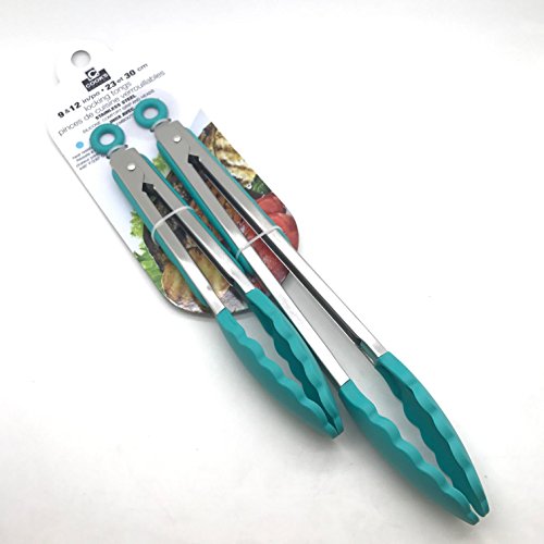 Cook's Corner 9" & 12" Stainless Steel Locking Tongs w/Silicone Grip & Heads