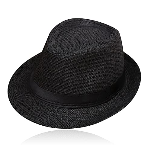 ONcall Children Floppy Straw Hat Sun Hat for Kids Fedora Hats Boys Jazz Summer Beach Cap Short Brim for Girls 2-10 Years