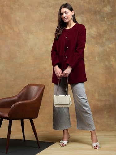 Image of KOTTY Womens Cotton Blend Standard Length Elegant Style Coat - Classic Style with Modern Detailing