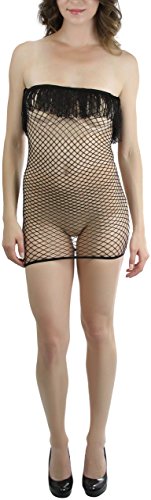Image of ToBeInStyle Women's Stretch See Through Fishnet Novelty Mini Rave Party Dress