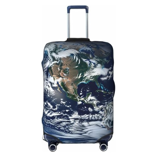 Travel Luggage Cover Fashion Suitcase Protector Blue Marble Earth Spandex Baggage Covers Washable Suitcase Covers Anti-Scratch Luggage Cover Protectors Fits 18-32 Inch Suitcases X-Large