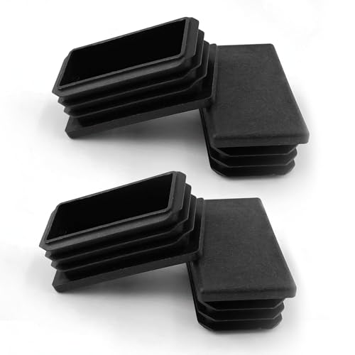 Tappi Lamellari 45x25 mm -Tappi Terminali Rettangolari in PE Plastica per Tubi Quadrati - Copertura per Tubi in Acciaio, Inox, Alluminio e Profili (4 Pezzi, Nero)