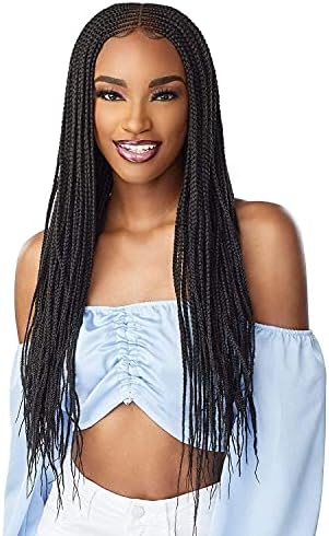 Sensationnel Cloud9 4x5 Braided Wig - Hand tied swiss lace Braided wig with large lace parting area - CLOUD 9 Center Part FEED-IN 28 Inch(1B)