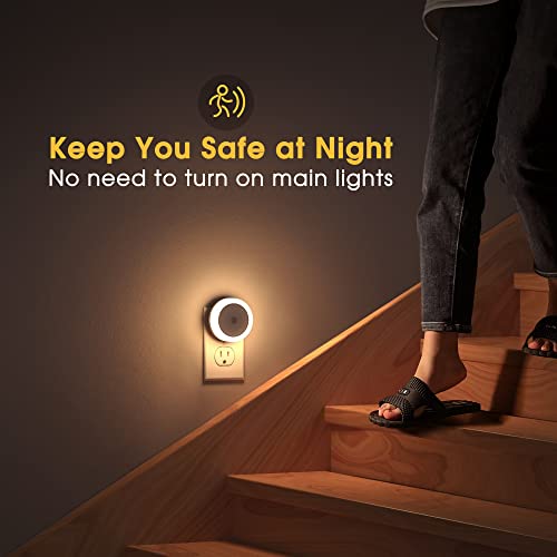 Briignite Night Light Plug in with Dusk to Dawn Sensor, Automatic Led Night Lights Soft White, 0.6W 60lm Led Plug-in Nightlight, Suitable for Bedroom, Bathroom, Stairs, Hallway, Kids Room, 4 Pack
