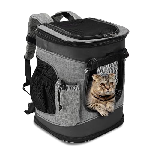 Kritter Planet Pet Carrier Backpack for Cats Dogs, Breathable Pet Backpack with 4 Mesh Window, Portable Pet Carrier for Camping