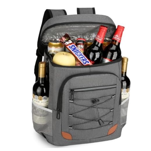 Backpack Cooler Insulated Leakproof, Soft Cooler Backpack for Beach Gray