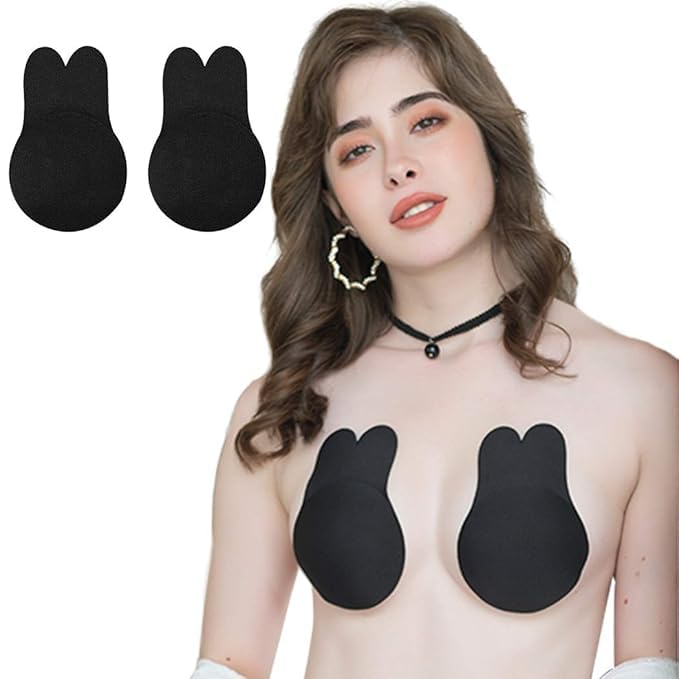 Nipple Cover Invisible Silicone Lift Adhesive Breast Petal for Backless Dress for Women, Invisible Adhesive Bra for Large Breasts Free Size Pack of 1 Nude, Black-image-5