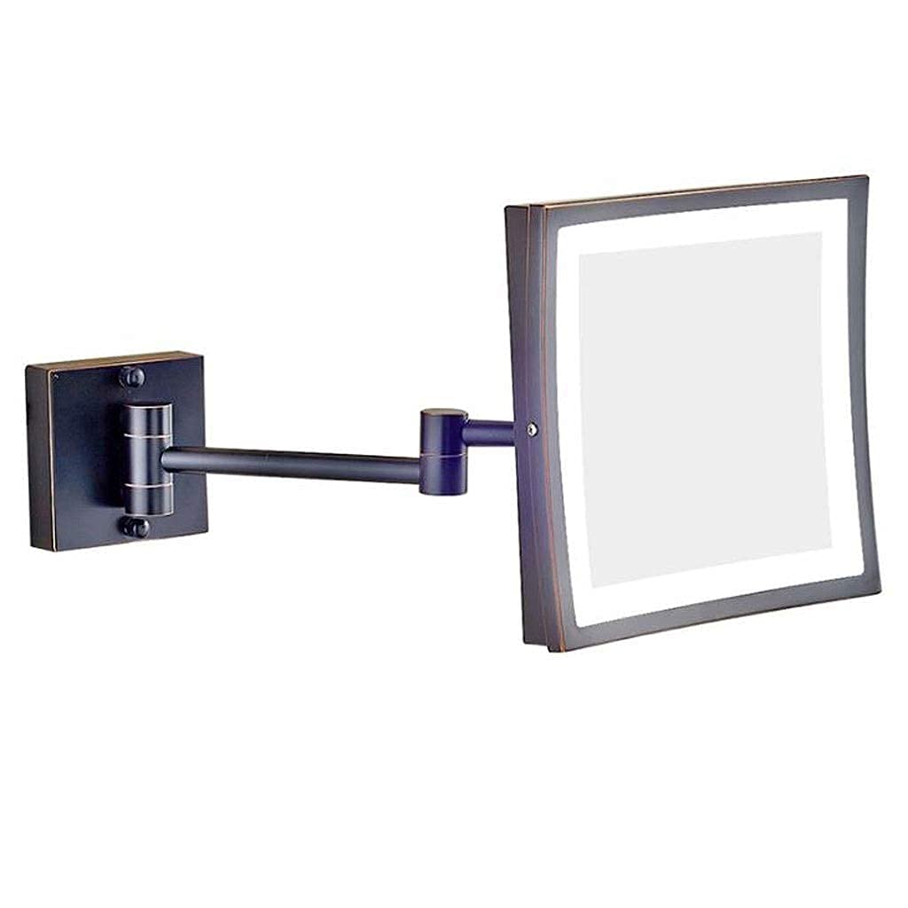 Miroir de maquillage LED mural carré avec grossissement 3X couleur C