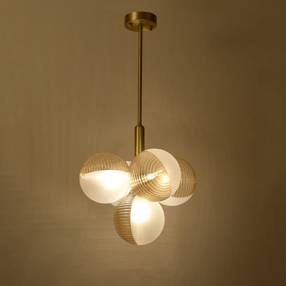 Lámpara de techo de 5 Luces, semiempotrada, Estilo rústico, con Globo de Cristal, iluminación LED G9 para Porche, comedor, dormitorio y Sala de estar. Fabricada en China.