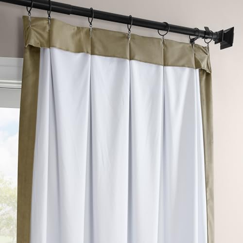 Image of HPD Half Price Drapes Signature Velvet Thermal Blackout Curtains for Living Room 84 Inches Long (1 Panel) Pinch Pleated Insulated Curtains for Bedroom 25W x 84L, Denver Taupe
