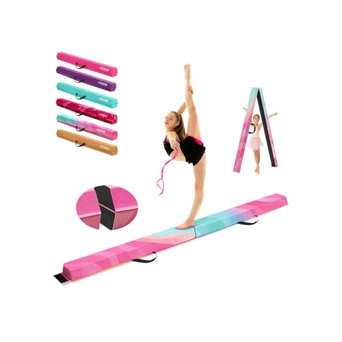 AWSUM Foldable Balance Beam for Kids, 8ft Anti-Slip Gymnastics Equipment w/Carry Bag, Suede Cover, Toddler to Teen, for Home Training School