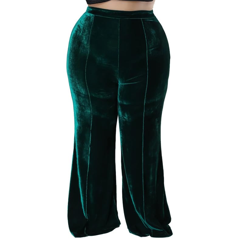 Pantalones de terciopelo para mujer, talla grande, pantalones de terciopelo de pierna ancha acampanada para correr, pantalones Palazzo de terciopelo, 4, XXL