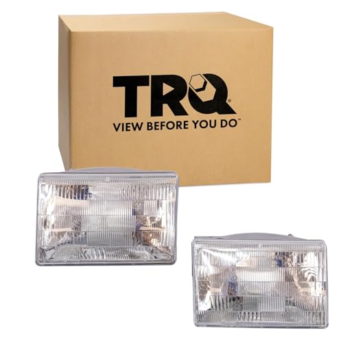 Image of TRQ Driver and Passenger Side Headlight Assembly Set Compatible with 1993-1998 Jeep Grand Cherokee