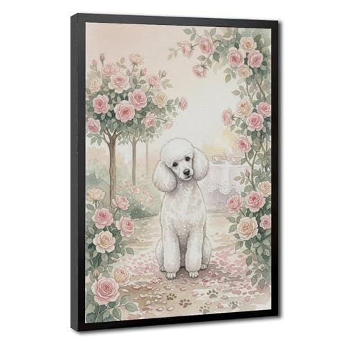 Toile caniche romantique haute définition pour salon élégant