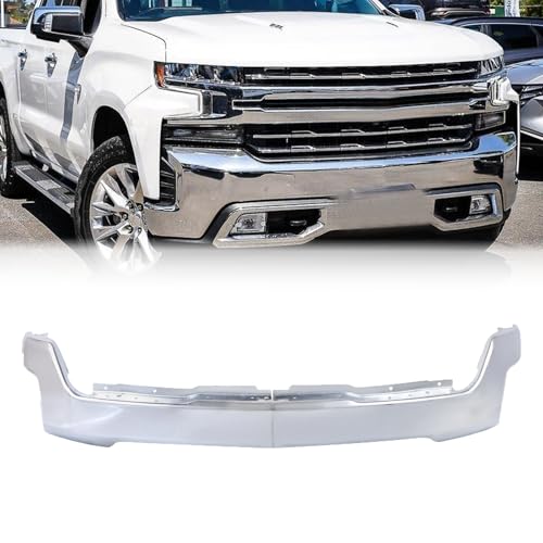 XuChenKJ Chrome Steel Front Bumper For 2019 2020 2021 2022 Chevy Silverado 1500 LT LTZ W/o Park Assist Sensor Holes GM1002874(comes in two pieces)