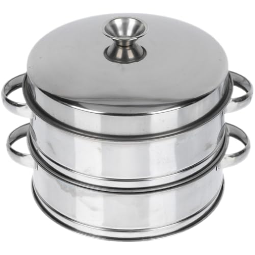 SHINEOFI Vaporera de Acero Inoxidable de 2 Niveles con Tapa Cesta de Vapor Reutilizable para Cocinar al Vapor Panecillos Dim Sum y Verduras Apta para Uso Doméstico y Comercial Fácil de