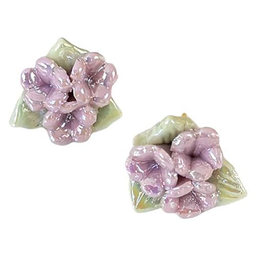 Varios Colores Porcelana Rosa Pendientes Accesorios de Moda para Mujeres Fuertes Flores Espárragos Cerámica Material Disfraz Vintage Floral Pendientes, フリーサイズ