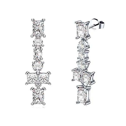Boucles d'oreilles longues argent 925 pour femmes, bijoux fins strass