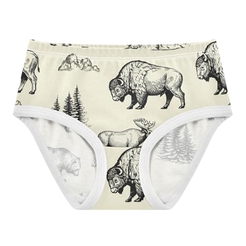 Girls Underwear Toddler 2t Cotton Girl Panties Cute Fun Briefs Kids Undies Vintage Wild Animals Bears Beige