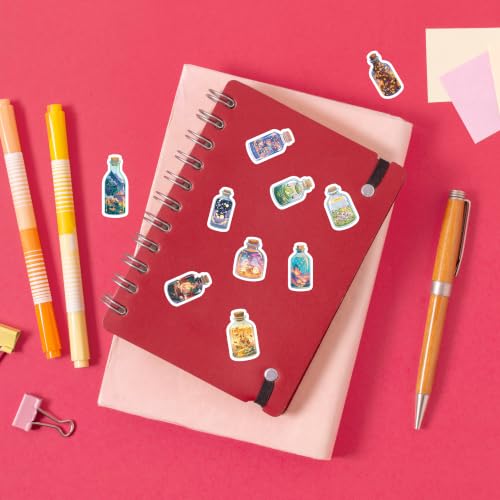 Image of Fantasy Bottle Vinyl Stickers Pack of 50 | Waterproof Self-Adhesive Mini World Aesthetic Decals for Laptop, Water Bottle, Mobile, Journal, Scrapbook, Luggage, Helmet & DIY Decoration