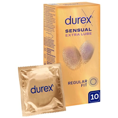 Durex SENSUAL EXTRA LUBRICATED preservativos con lubricante adicional, 10 unidades