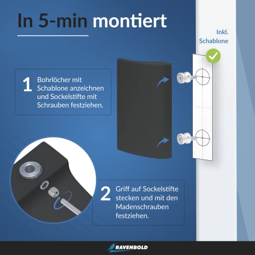 RAVENBOLD Balkontürgriff für Außen - Extrem stabiler Terassentür Griff - Ziehgriff für Balkontür - aus Aluminium hergestellter Griff für Balkontür Außen (Dunkel Grau (RAL 7016))