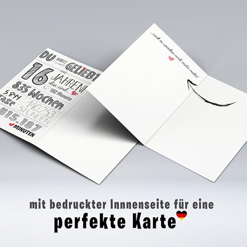 Lovely Cards Süße Karte zum 16. Geburtstag - Karte zum Geburtstag Tochter Sohn 16 Jahre - besondere Geschenkkarte Sweet 16 - Geburtstagskarte (16 Jahre) - Premiumkarte mit Umschlag