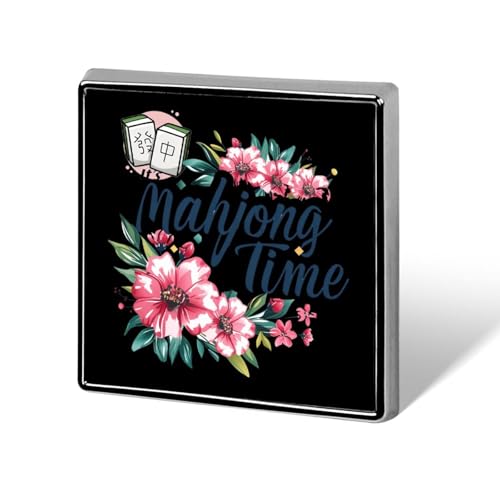 Its Mahjong Time Brooch Pins Cute Square Badge Collar Lapel Pins for Dress Jacket Accessories