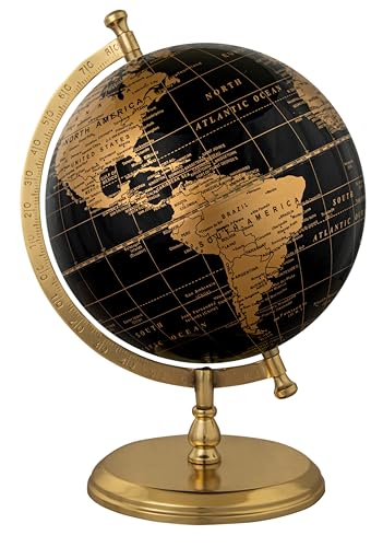 WINNERS Prime SINGLE JOINT Rotating Globe | Dia 15 Cm (6 Inch) Height 22.5 Cm (9 Inch) with Metal Arc & Round Stand | Educational & Decoravtive Globe (GP606) (Black Gold) (B0CHMJBG87) Amazon Price History, Amazon Price Tracker