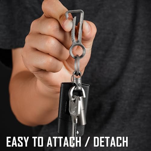 Image of KeyUnity KM01 Titanium EDC Keychain Clip with Bottle Opener, Quick Release Carabiner Key Ring Holder for Men