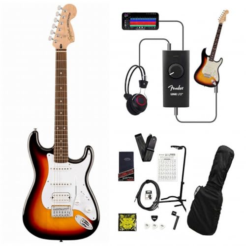 Squier/Affinity Series Stratocaster Junior HSS Laurel Fingerboard White PG3-Color Sunburst 録音&セッションで上達!Link I/O付き13点セット