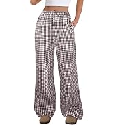 ANRABESS Women's Striped Gingham Pants 2026 Spring Pajama Lounge Boxer Pants Casual Wide Leg Draw...