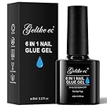 Gelike Ec Gel Nail Glue - 6 in 1 UV Nails Glue Base Coat, Strong Adhesive for False Nails, Acrylic Tips, Press On Nails