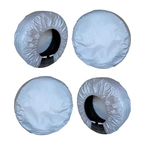 Lerpwige Confezione da 4 coperture per pneumatici in argento, per 21 fino a 32 pollici, ad alte prestazioni, protezione dai raggi UV, per camion, SUV, per camper, colore argento, resistente ai raggi