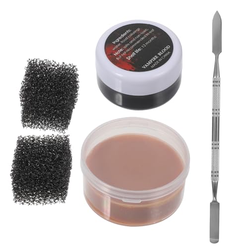 OSOLADY 1 Juego Set de maquillaje para cicatrices cera para heridas chicle maquillaje halloween maquillaje para halloween cera para la piel con efectos especiales sangre de costra falsa