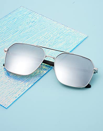 Tijn Square Polarized Sunglasses For Women Men - Oversized Uv400 Protection Sun Glasses With Metal Frame Aviator Shades #TOP3