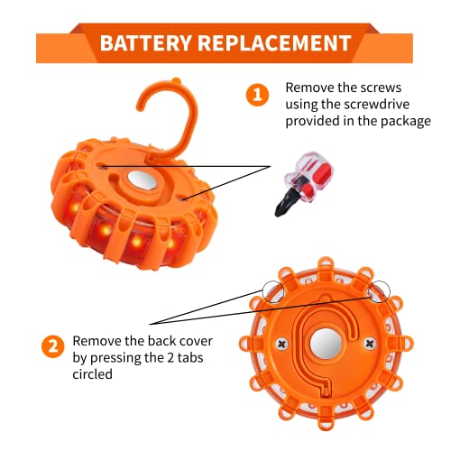 Markstor 6-Pack Led Road Flare Car Emergency Kit,Magnetic Base & Hook Road Flares Safety Light With 9 Flashing Modes,Roadside Flares Emergency Lights For Vehicles (6 Pack) #TOP3